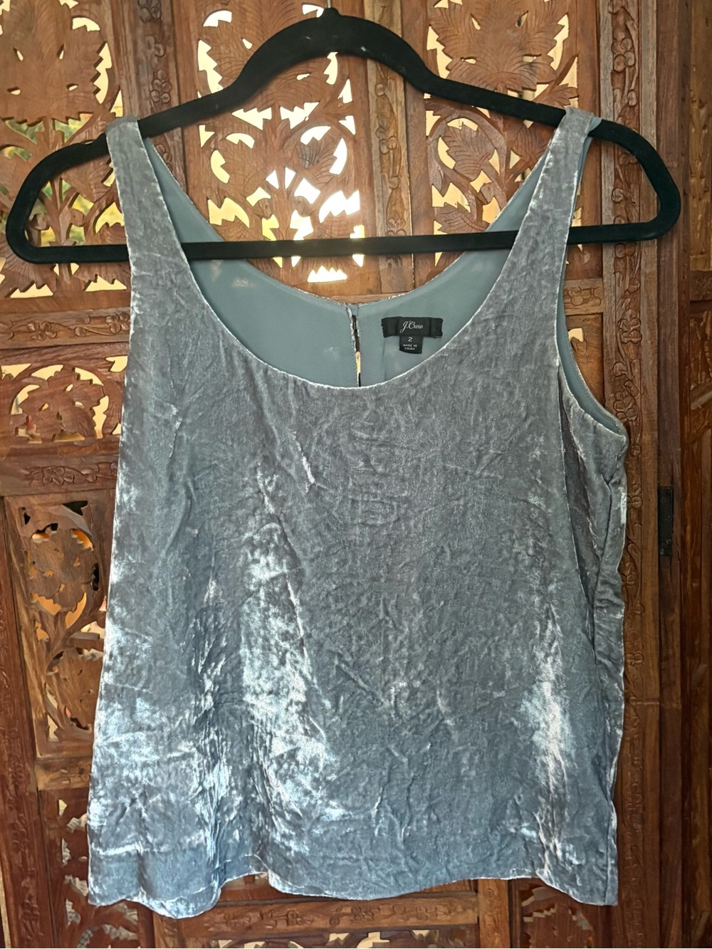J. Crew Gray Velvet Tank Top size 2